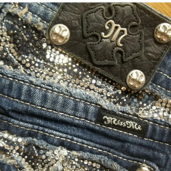 Miss Me Jeans Bling Rhinestones Crystal Studs Boot Cut JP5124B7 SZ 27 Inseam 34 - Picture 7 of 11
